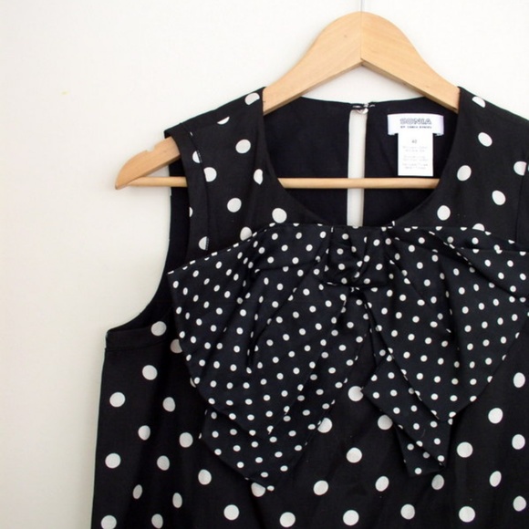 SONIA by Sonia Rykiel Silk Polka Dot Bow Blouse - Picture 3 of 5